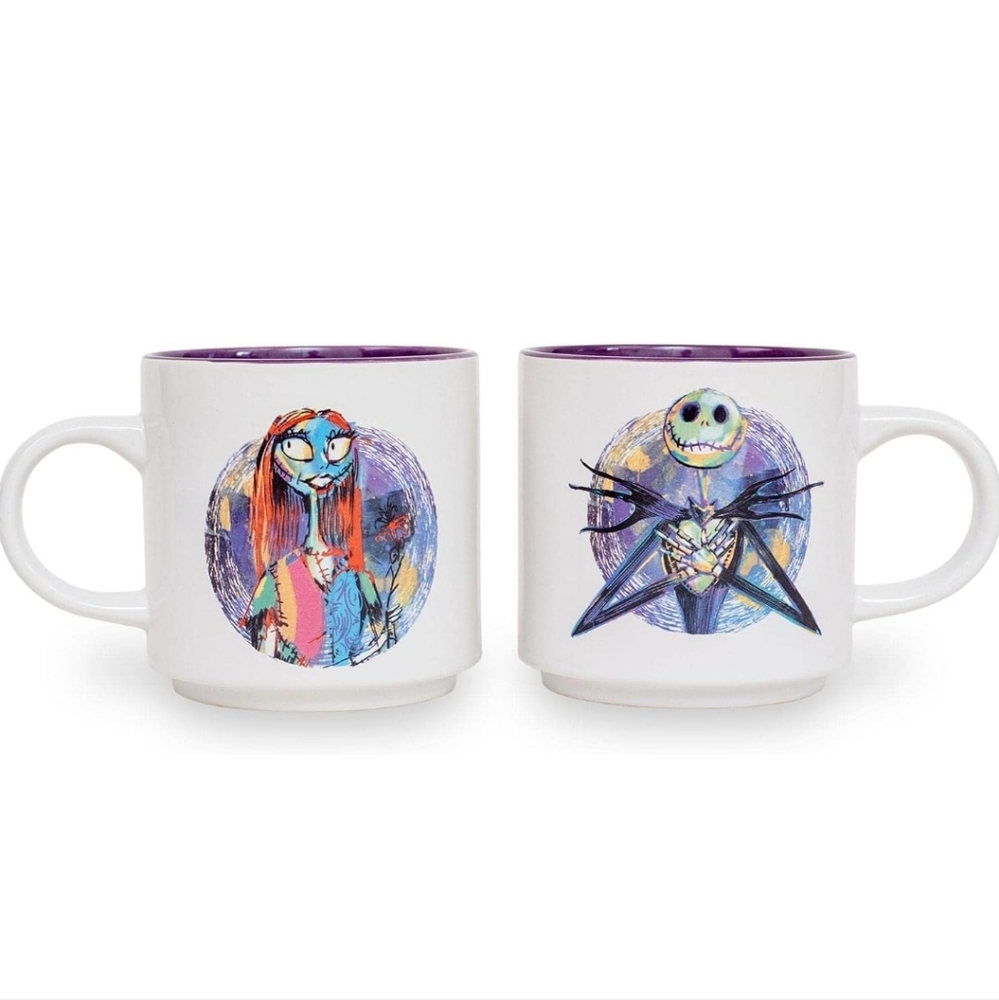 🆕 Set of 2 Disney Nightmare before Christmas Van Gogh Starry Night Ceramic Mugs